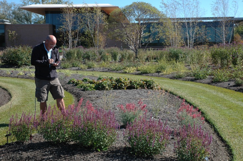 Richard Hawke evaluating plants in the Chicago Botanic Garden Trial Gardens